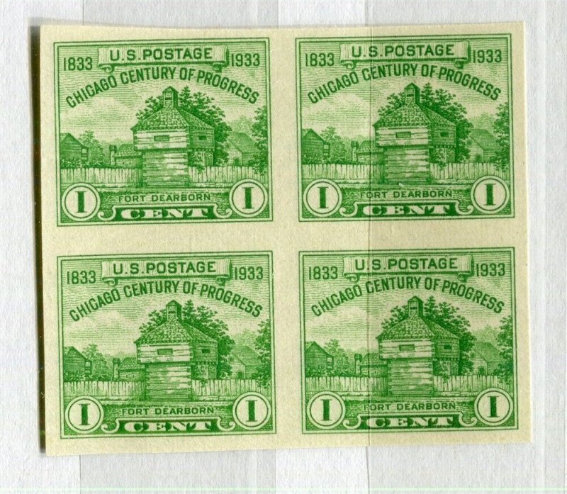 USA; 1933 early Philatelic Expo issue fine MINT MNH unmounted 1c. BLOCK of 4