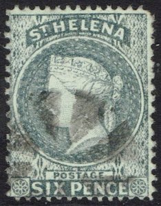 ST HELENA 1864 QV 6D WMK CROWN CC PERF 14 USED