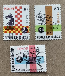 Indonesia 1973 Sports Week, MNH.  Scott 847-849, CV $6.50