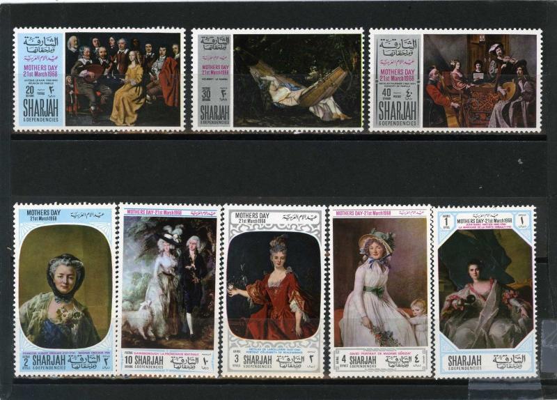 SHARJAH 1968 PAINTINGS SET OF 8 STAMPS MNH