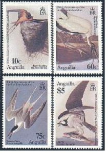 Anguilla 613-616, MNH. Michel 634-637. Audubon's birds 1985. Barn swallow,Stork,