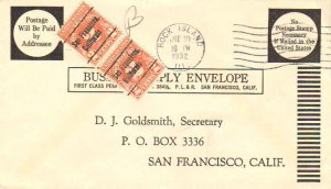United States Illinois Rock Island 1932 machine  Business Reply Envelope  2c ...