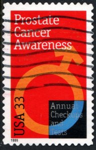 SC#3315 33¢ Prostate Cancer Awareness Single (1999) Used