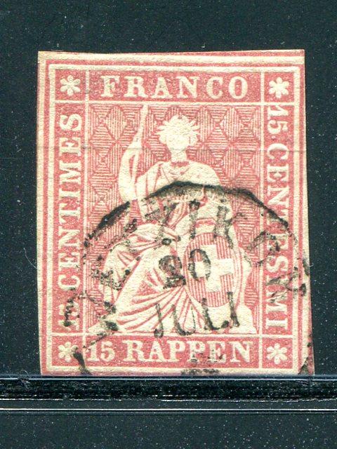 Switzerland  #17   used  F-VF Cat $175 -  Lakeshore Philatelics