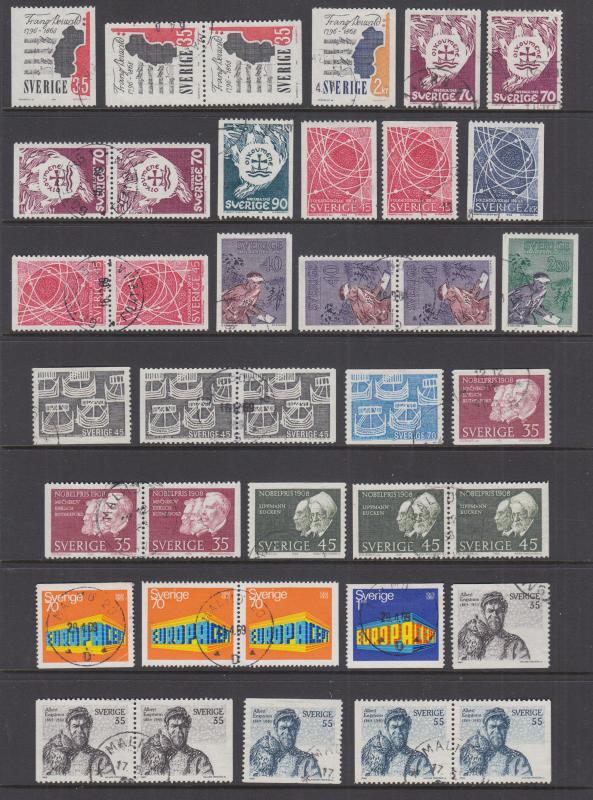 Sweden Sc 731//837 used 1967-71 Commemoratives, almost a complt run of 109 diff
