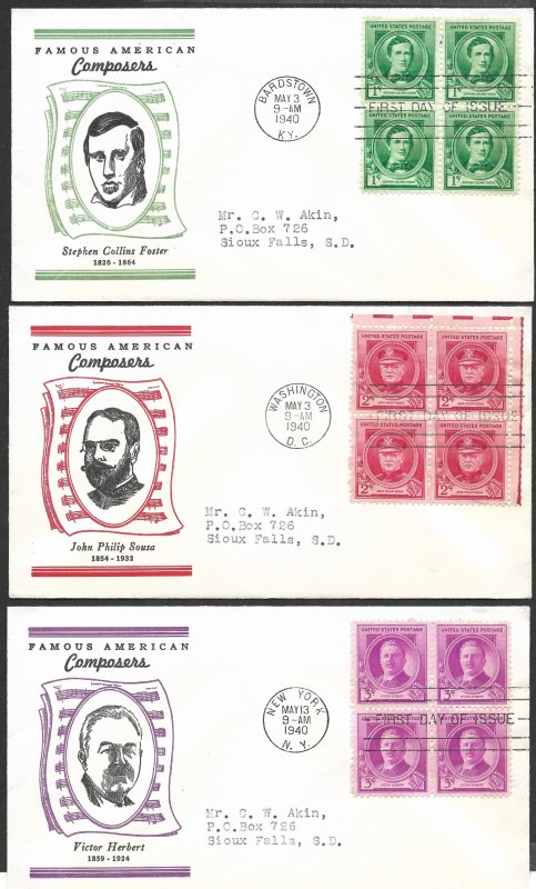 Doyle's_Stamps: Complete Akins Famous Americans Linnprint Cache FDC Set