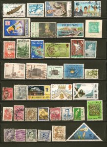 World Wide Collection of 38 Different Old Used Off Paper Stamps