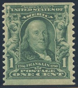 US Scott #318 Mint, F+, Hinged, PSE