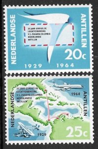 NETHERLANDS ANTILLES 1964 AIRMAIL SERVICE ANNIVERSARY Set Sc 286-287 MNH