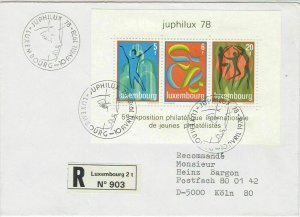 Luxembourg 1978 Int. Stamp Ex. Registered Face Slogans 3 xStamps Cover Ref 25628