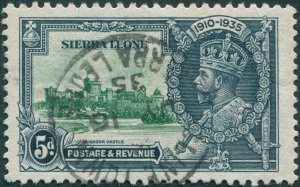 Sierra Leone 1935 5d green & indigo Jubilee SG183 used