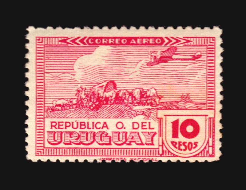 PLANE OVER SCULPTURE OXCART URUGUAY AIRMAIL  #C93-105 MNH XF CV$300 **