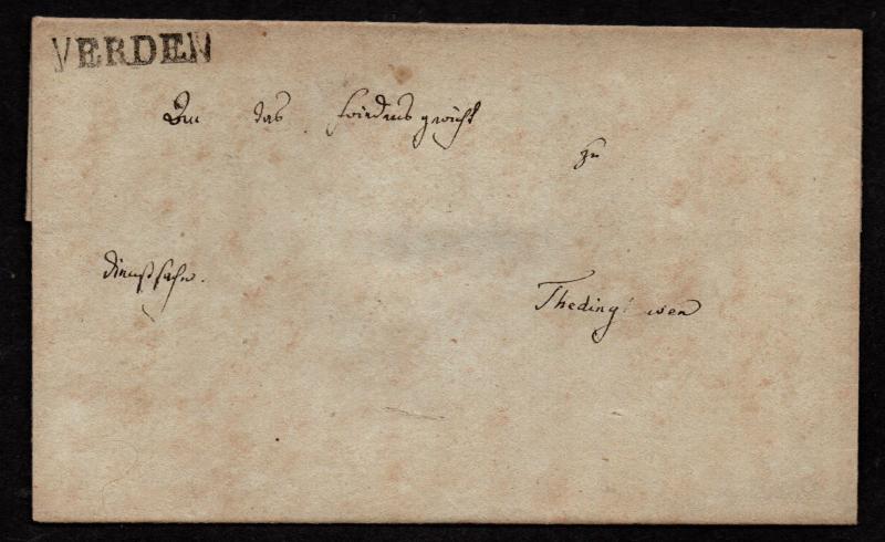 $German Stampless Cover, Verden