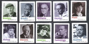 United States #4654-63 Forever (45¢) 20th Cent Poets (2012). Ten singles. MNH