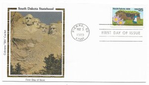 US 2416 25c South Dakota Statehood on FDC Colorano Silk Cachet ECV $12.50