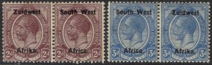 SOUTH WEST AFRICA 1923 KGV 2D AND 3D PAIRS SETTING III