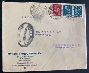 1932 Tallinn Estonia Commercial cover To Stockholm Sweden Fischer Seal