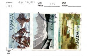 Canada, Postage Stamp, #934, 936, 937 Used, 1984 Glacier Park (AD)