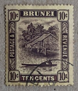 Brunei 1912 10c purple on yellow, used. Scott 28,  CV $2.10. SG 42