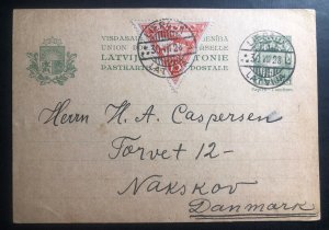 1928 Liepaja Latvia Stationery Postcard Cover To Nakskov Denmark