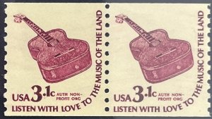 Scott #1613 1979 3.1¢ Americana Guitar perf. 10 vertically MNH OG pair