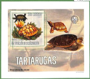 A0542 - S. TOME' & PRINCIPE - ERROR  MISSPERF SHEET -  Turtles BOY SCOUTS  2005