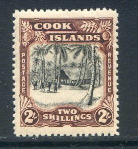 Cook Islands 2/- Black & Red Brown SG128 Mounted Mint