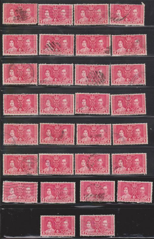 NEWFOUNDLAND Scott # 231 Used - Lot Of 30 KGVI Coronation - Minor Faults