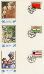 UNITED NATIONS #450-465 Flags FDC First Day Issue UNICEF Cover Collection 1985