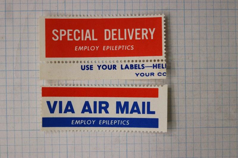 Special Delivery Airmail Etiquette Label seal charity employ epileptics epilepsy