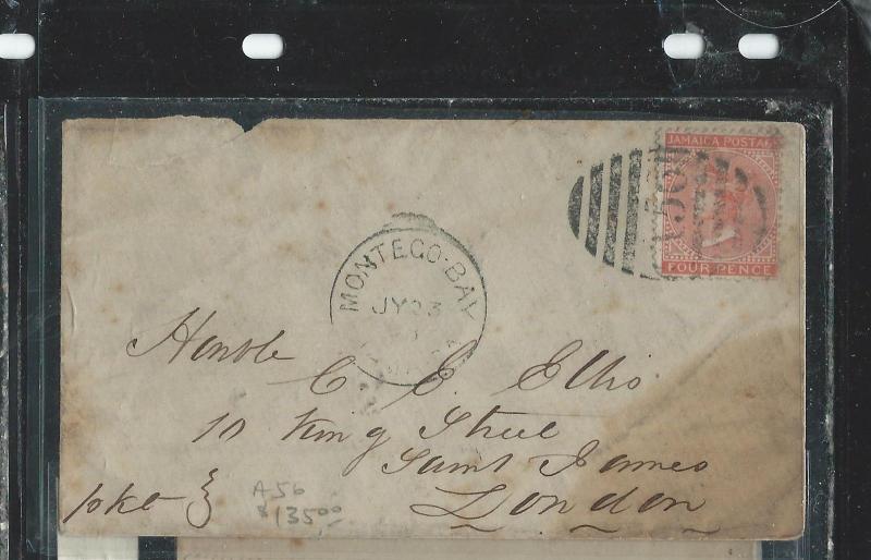 JAMAICA (P2906B) 1880  QV 4D CANCEO A56 TO LONDON