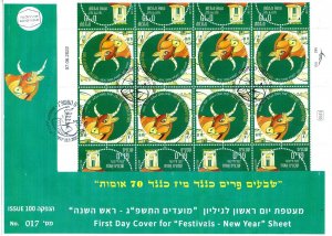 ISRAEL 2022 NEW YEAR FESTIVALS SET OF SHEETS FDC's- SEE 3 SCANS 