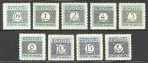 Croatia Scott J11-J19 MNHOG - 1943 Postage Dues - SCV $5.00