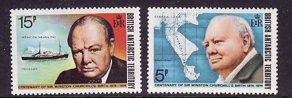 British Antarctic Territory-Sc#62-3-Unused NH set-Winston Churchill-1974-