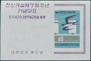 Korea South 1960 SG372 40h Barn Swallow and Insulators MS MNH