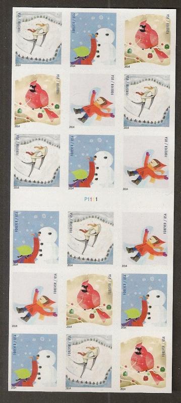 US 4941-4944 4944b Holiday Winter Fun forever ATM booklet (18 stamps) MNH 2014