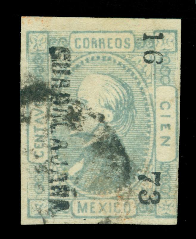 MEXICO 1872 Hidalgo 100c gray lilac - GUADALAJARA - 16  73 consg.  Sc# 98 used