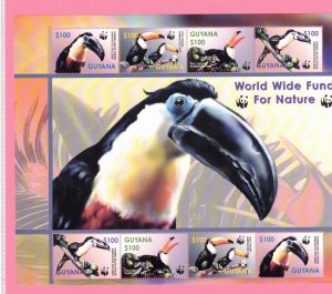 Guyana Sc 3792e MNH S/S of 2003 - WWF - Birds - Toucans