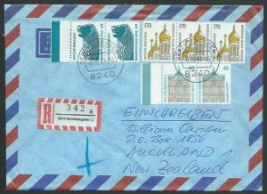 GERMANY 1991 Registered airmail cover to New Zealand.......................11859
