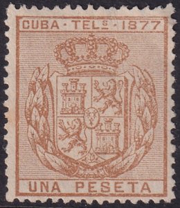 Cuba 1877 telégrafo Ed 39 telegraph MNG(*) tiny thin