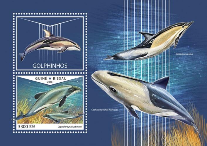 GUINEA BISSAU - 2018 - Dolphins - Perf Souv Sheet - MNH