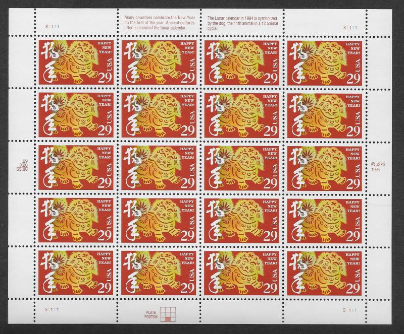 UNITED STATES SC# 2817 PANE/20 VF/MNH