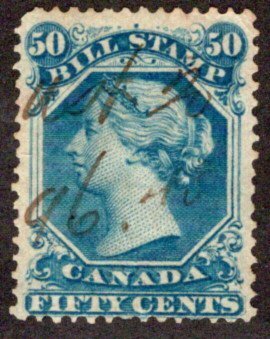 van Dam FB32, 50c, perf 13.5, Used, Canada, 1865 SECOND Bill Issue