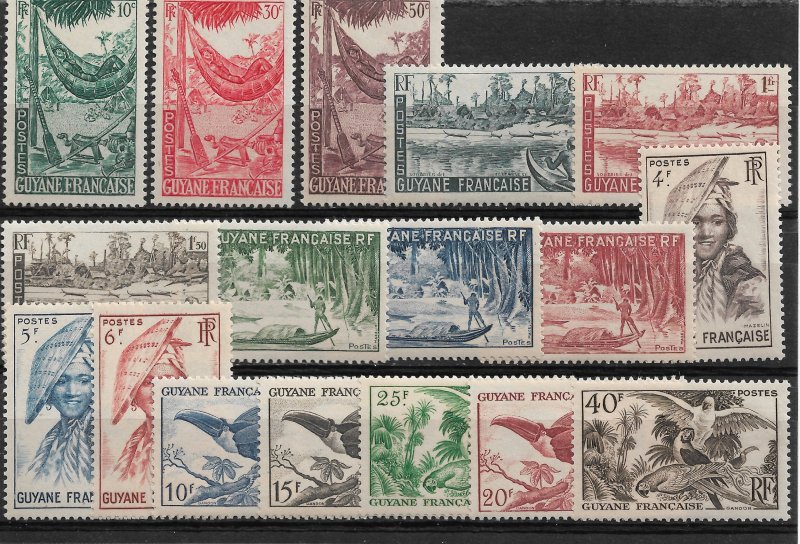 French Guiana 1947, Scenes ,Birds, Scott # 192-208,VF MNH** (FR-1)