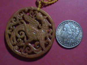 ​CHINA ANCIENT VERY OLD JADE PENDANT, LUCKY CHARM- BOTH SIDE HAND CRAFT