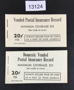 MOMEN: US STAMPS  # QI-Q2 POSTAL INSURANCE BOOKLETS BOTH TYPES I,II LOT #13124