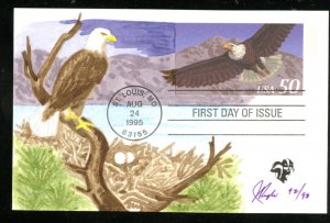 US UX219A 50 cent Postal Card Soaring Eagle UA Pugh hand painted cachet FDC
