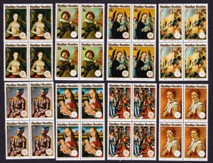 Rwanda Paintings Picasso David Boucher 8v Blocks of 4 1974 MNH SC#594-601