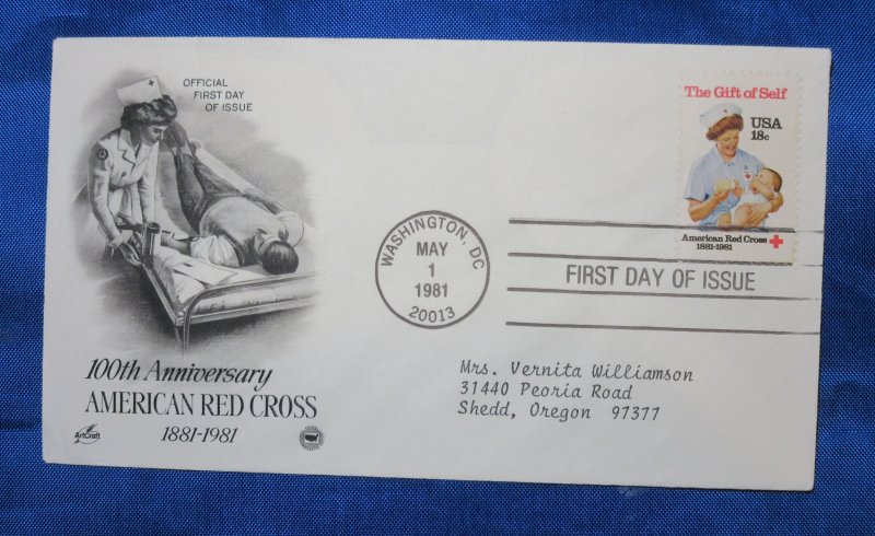 USA Scott 1910 FDC Red Cross 100th Anniv. 1981 18 cents