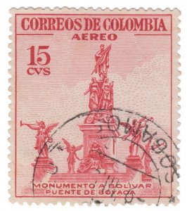 COLOMBIA YEAR 1954 AIRMAIL STAMP SCOTT # C242. USED. # 7
